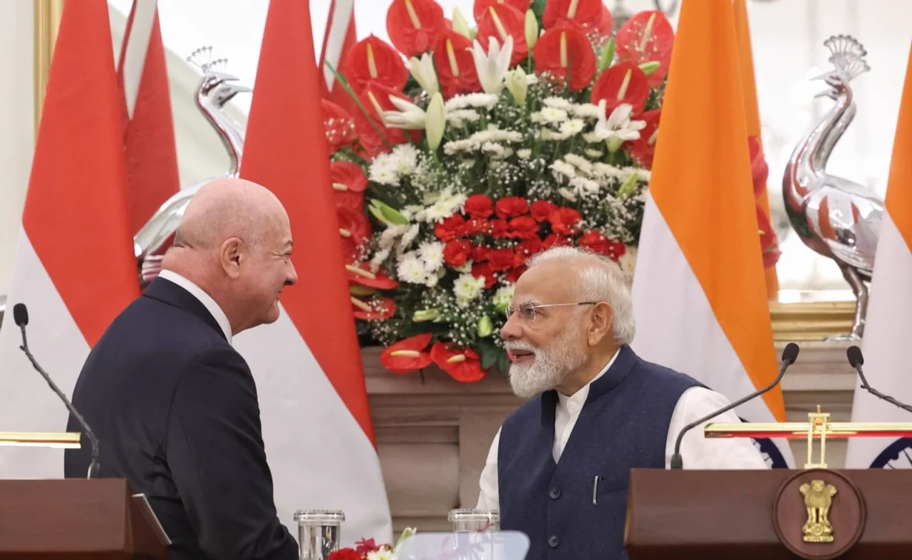 प्रधानमंत्री नरेंद्र मोदी और स्विस राष्ट्रपति गाय पार्मेलिन की भारत-स्विट्जरलैंड संबंधों पर बैठक
