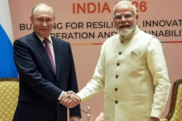 प्रधानमंत्री नरेंद्र मोदी और राष्ट्रपति व्लादिमीर पुतिन की मुलाकात